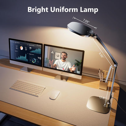 Desk Lamp for Home Office, Tall Computer Ring Light with CRI 97.8