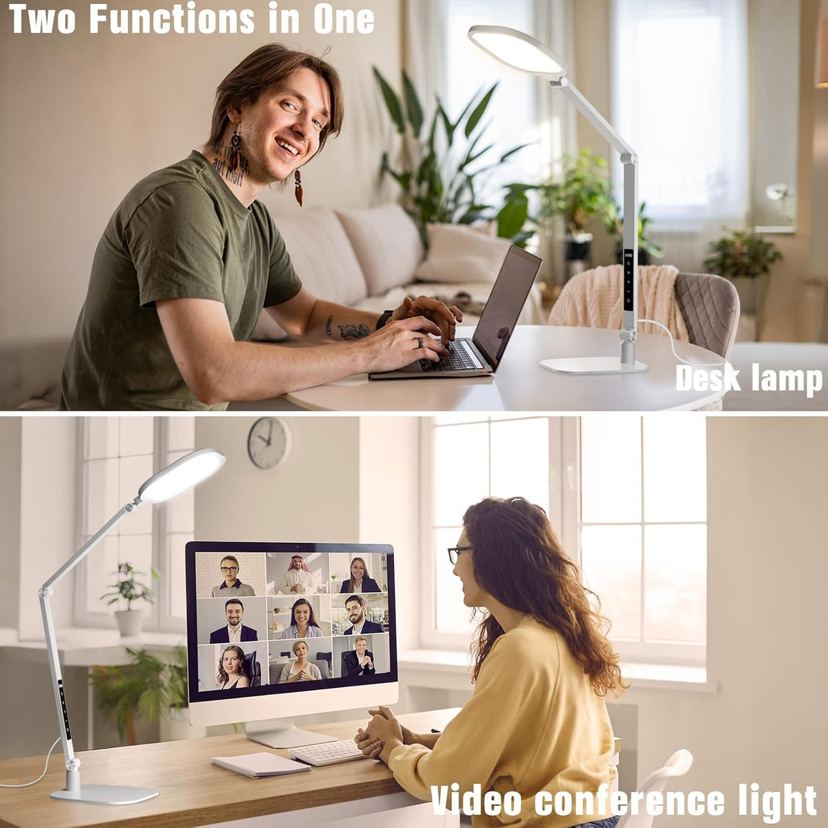 Desk Lamp for Home Office, Tall Computer Ring Light with CRI 97.8