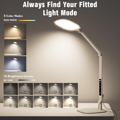 Desk Lamp for Home Office, Tall Computer Ring Light with CRI 97.8