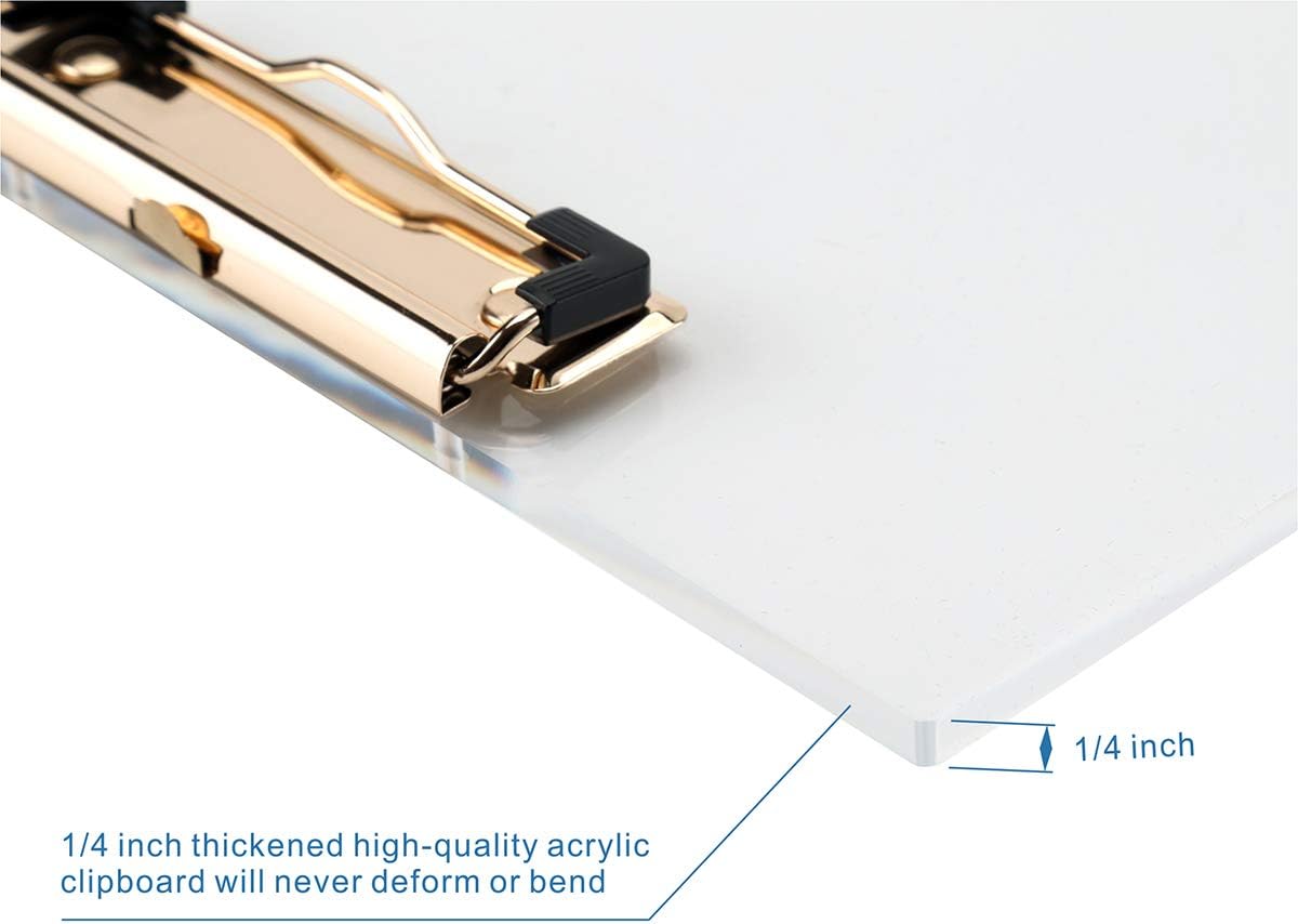 Clear Acrylic Clipboard with Gold Clip, Set 2-Pieces, Fits 9x12 inch - Letter Size Standard, Office, School and Home Supply