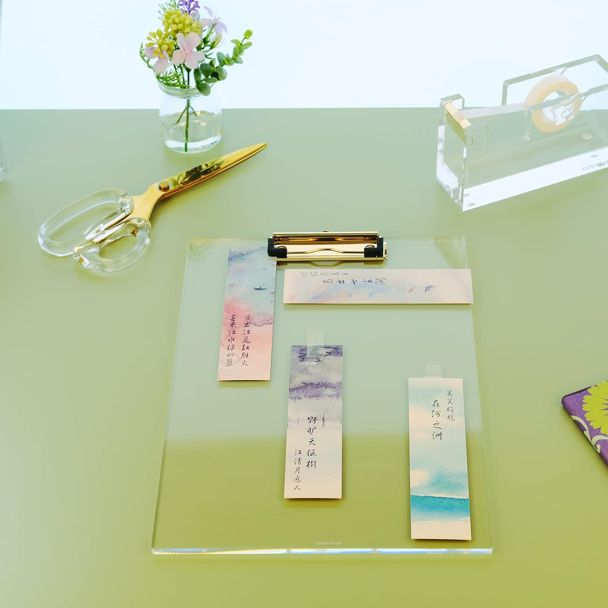 Clear Acrylic Clipboard with Gold Clip, Set 2-Pieces, Fits 9x12 inch - Letter Size Standard, Office, School and Home Supply