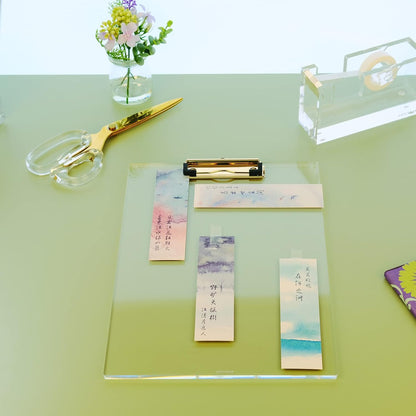 Clear Acrylic Clipboard with Gold Clip, Set 2-Pieces, Fits 9x12 inch - Letter Size Standard, Office, School and Home Supply
