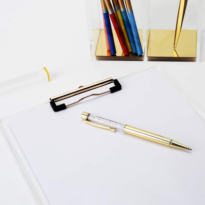 Clear Acrylic Clipboard with Gold Clip, Set 2-Pieces, Fits 9x12 inch - Letter Size Standard, Office, School and Home Supply