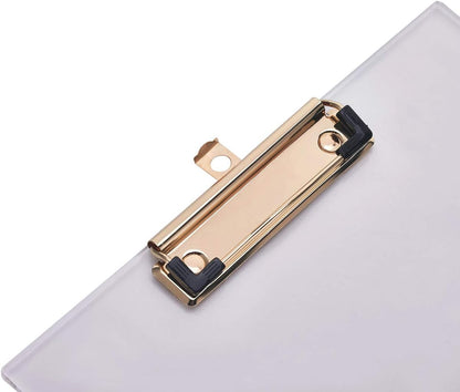Clear Acrylic Clipboard with Gold Clip, Set 2-Pieces, Fits 9x12 inch - Letter Size Standard, Office, School and Home Supply
