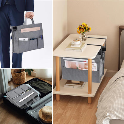 Under Desk Hanging Storage Bag, Desk Organizer Storage, Office Side Storage Bag, Compatible with A4 Files, Detachable Handle Design, No Assembly Required, For Office Home School (Grey)