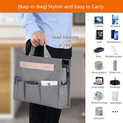 Under Desk Hanging Storage Bag, Desk Organizer Storage, Office Side Storage Bag, Compatible with A4 Files, Detachable Handle Design, No Assembly Required, For Office Home School (Grey)