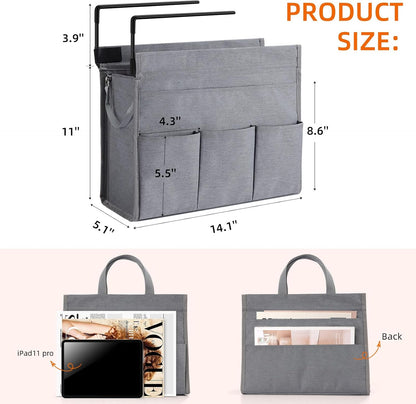 Under Desk Hanging Storage Bag, Desk Organizer Storage, Office Side Storage Bag, Compatible with A4 Files, Detachable Handle Design, No Assembly Required, For Office Home School (Grey)
