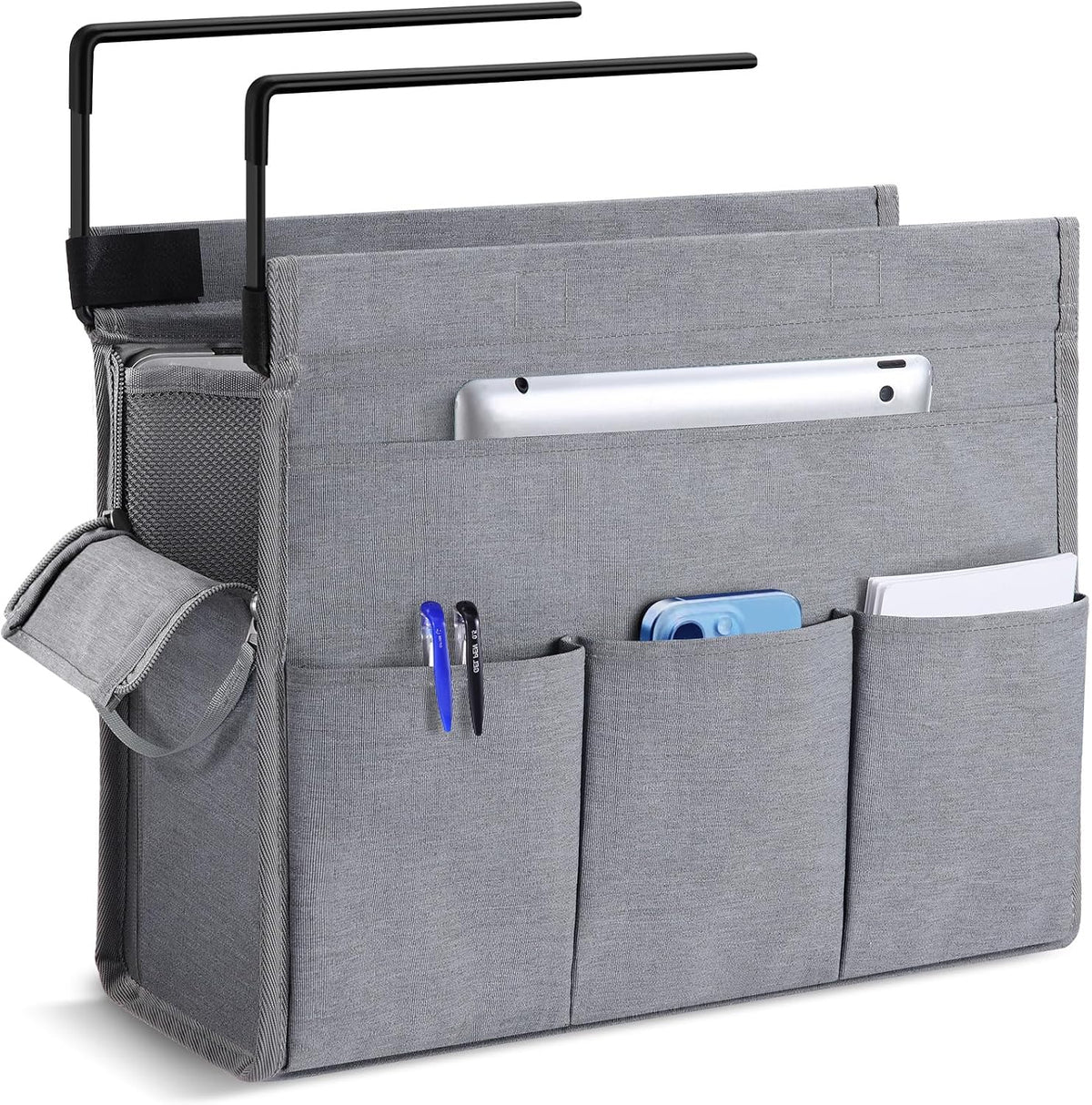 Under Desk Hanging Storage Bag, Desk Organizer Storage, Office Side Storage Bag, Compatible with A4 Files, Detachable Handle Design, No Assembly Required, For Office Home School (Grey)