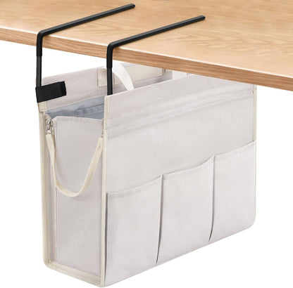 Under Desk Hanging Storage Bag, Desk Organizer Storage, Office Side Storage Bag, Compatible with A4 Files, Detachable Handle Design, No Assembly Required, For Office Home School (Grey)