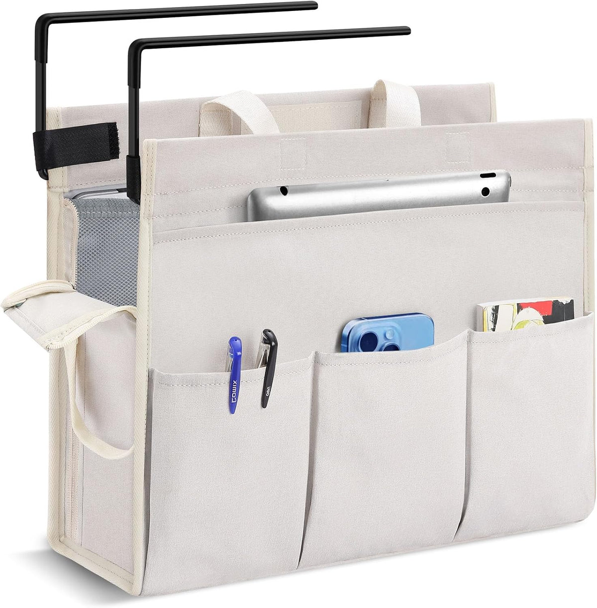 Under Desk Hanging Storage Bag, Desk Organizer Storage, Office Side Storage Bag, Compatible with A4 Files, Detachable Handle Design, No Assembly Required, For Office Home School (Grey)