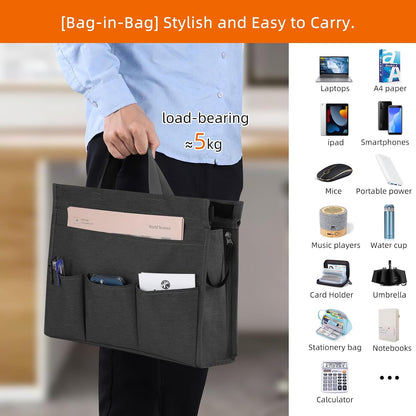 Under Desk Hanging Storage Bag, Desk Organizer Storage, Office Side Storage Bag, Compatible with A4 Files, Detachable Handle Design, No Assembly Required, For Office Home School (Grey)