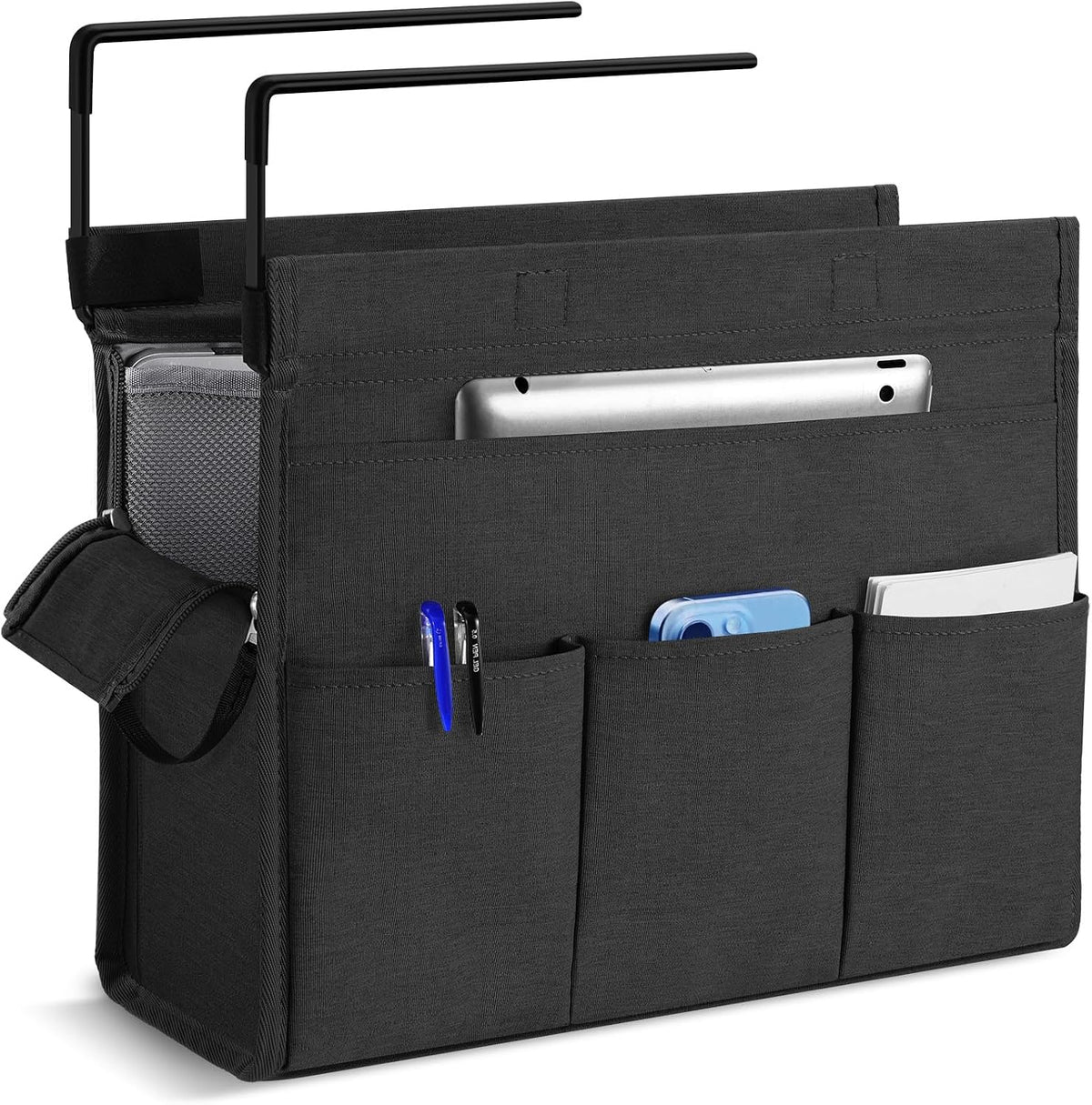 Under Desk Hanging Storage Bag, Desk Organizer Storage, Office Side Storage Bag, Compatible with A4 Files, Detachable Handle Design, No Assembly Required, For Office Home School (Grey)