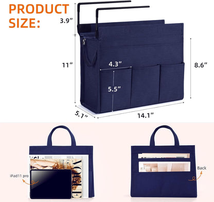 Under Desk Hanging Storage Bag, Desk Organizer Storage, Office Side Storage Bag, Compatible with A4 Files, Detachable Handle Design, No Assembly Required, For Office Home School (Grey)