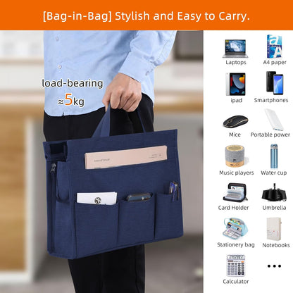 Under Desk Hanging Storage Bag, Desk Organizer Storage, Office Side Storage Bag, Compatible with A4 Files, Detachable Handle Design, No Assembly Required, For Office Home School (Grey)