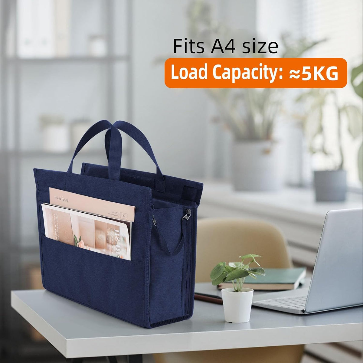 Under Desk Hanging Storage Bag, Desk Organizer Storage, Office Side Storage Bag, Compatible with A4 Files, Detachable Handle Design, No Assembly Required, For Office Home School (Grey)
