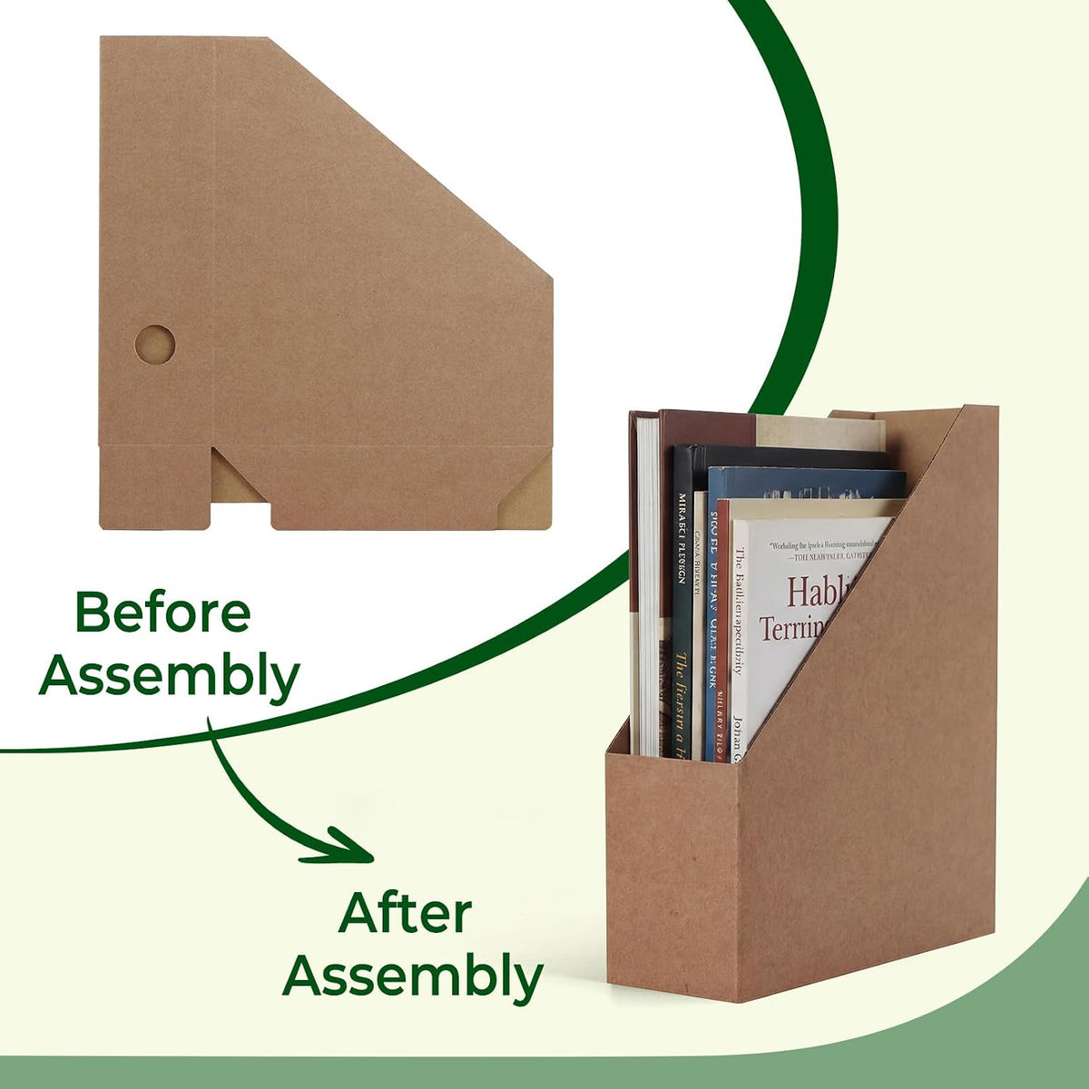 Brown Magazine File Holder, Cardboard Magazine Rack with Label, Foldable Storage Organizer Box for Book, Documents, 10x3.3x12 Inches