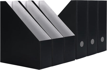 Brown Magazine File Holder, Cardboard Magazine Rack with Label, Foldable Storage Organizer Box for Book, Documents, 10x3.3x12 Inches