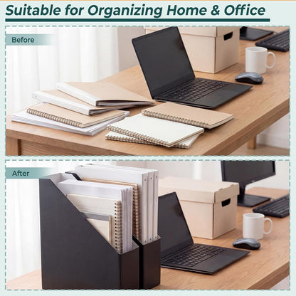 Brown Magazine File Holder, Cardboard Magazine Rack with Label, Foldable Storage Organizer Box for Book, Documents, 10x3.3x12 Inches