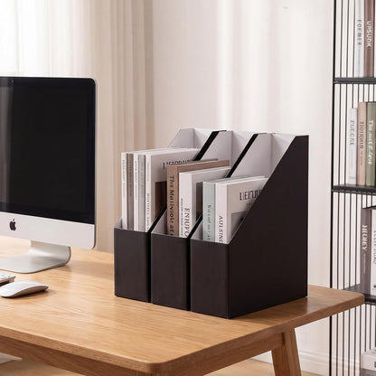 Brown Magazine File Holder, Cardboard Magazine Rack with Label, Foldable Storage Organizer Box for Book, Documents, 10x3.3x12 Inches