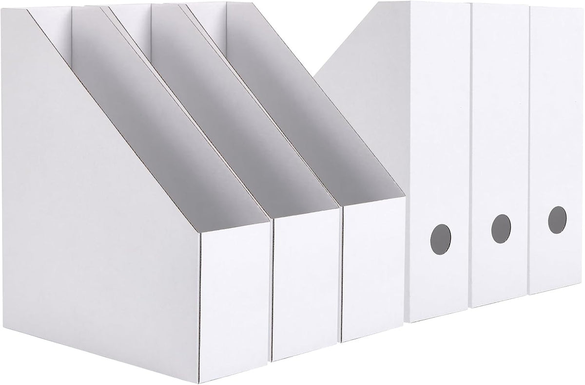 Brown Magazine File Holder, Cardboard Magazine Rack with Label, Foldable Storage Organizer Box for Book, Documents, 10x3.3x12 Inches