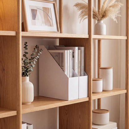 Brown Magazine File Holder, Cardboard Magazine Rack with Label, Foldable Storage Organizer Box for Book, Documents, 10x3.3x12 Inches