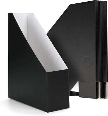 Brown Magazine File Holder, Cardboard Magazine Rack with Label, Foldable Storage Organizer Box for Book, Documents, 10x3.3x12 Inches