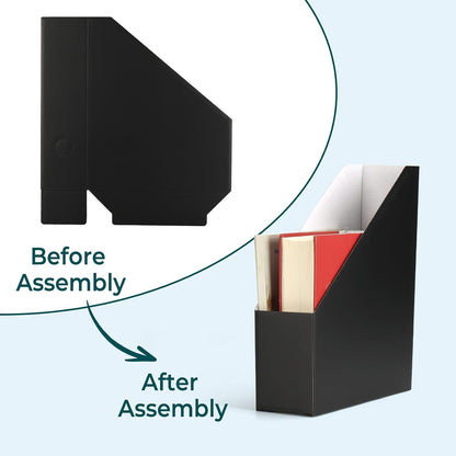 Brown Magazine File Holder, Cardboard Magazine Rack with Label, Foldable Storage Organizer Box for Book, Documents, 10x3.3x12 Inches