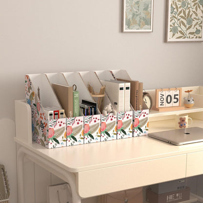 Brown Magazine File Holder, Cardboard Magazine Rack with Label, Foldable Storage Organizer Box for Book, Documents, 10x3.3x12 Inches