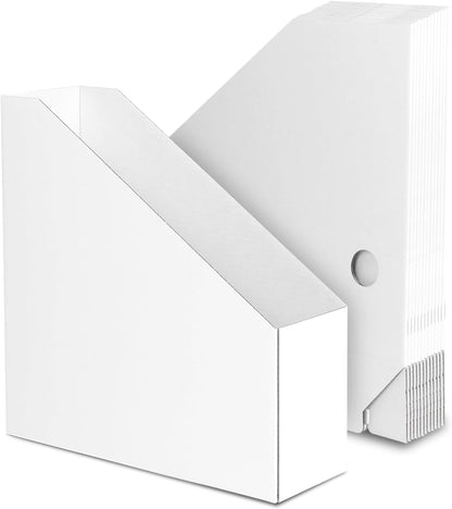 Brown Magazine File Holder, Cardboard Magazine Rack with Label, Foldable Storage Organizer Box for Book, Documents, 10x3.3x12 Inches