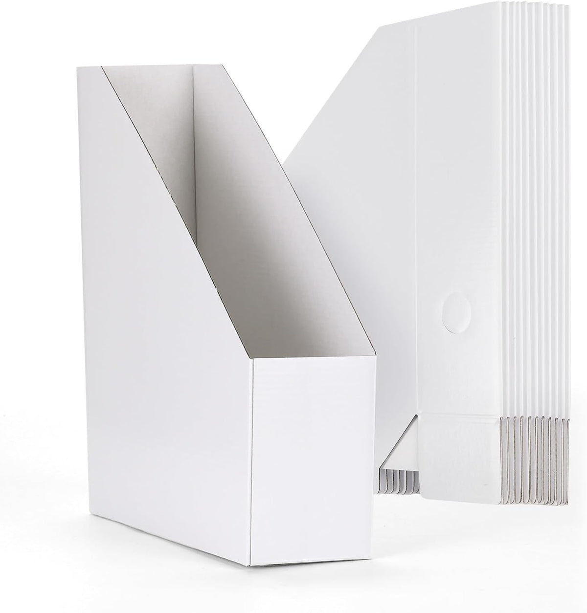 Brown Magazine File Holder, Cardboard Magazine Rack with Label, Foldable Storage Organizer Box for Book, Documents, 10x3.3x12 Inches