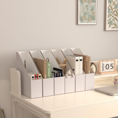Brown Magazine File Holder, Cardboard Magazine Rack with Label, Foldable Storage Organizer Box for Book, Documents, 10x3.3x12 Inches