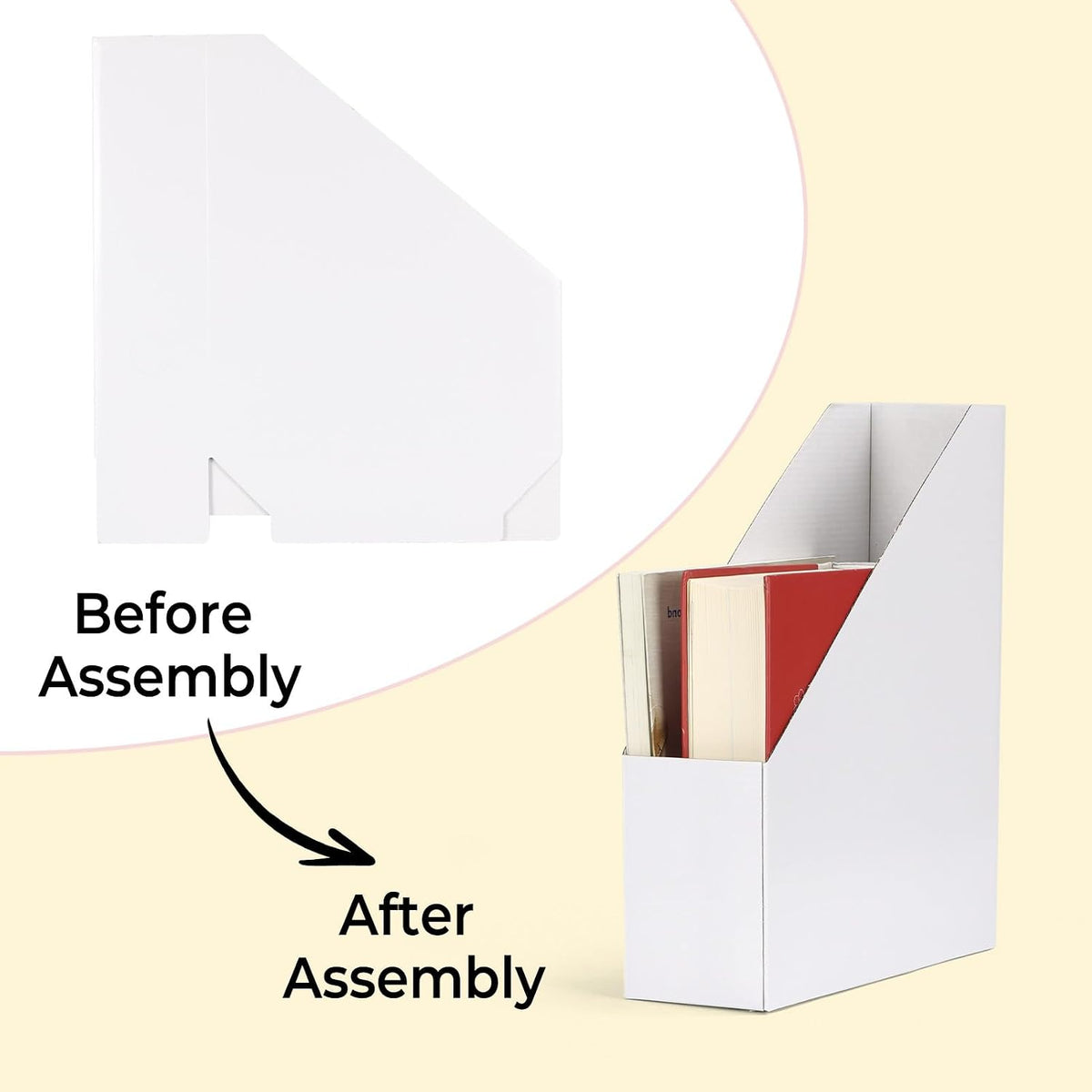 Brown Magazine File Holder, Cardboard Magazine Rack with Label, Foldable Storage Organizer Box for Book, Documents, 10x3.3x12 Inches