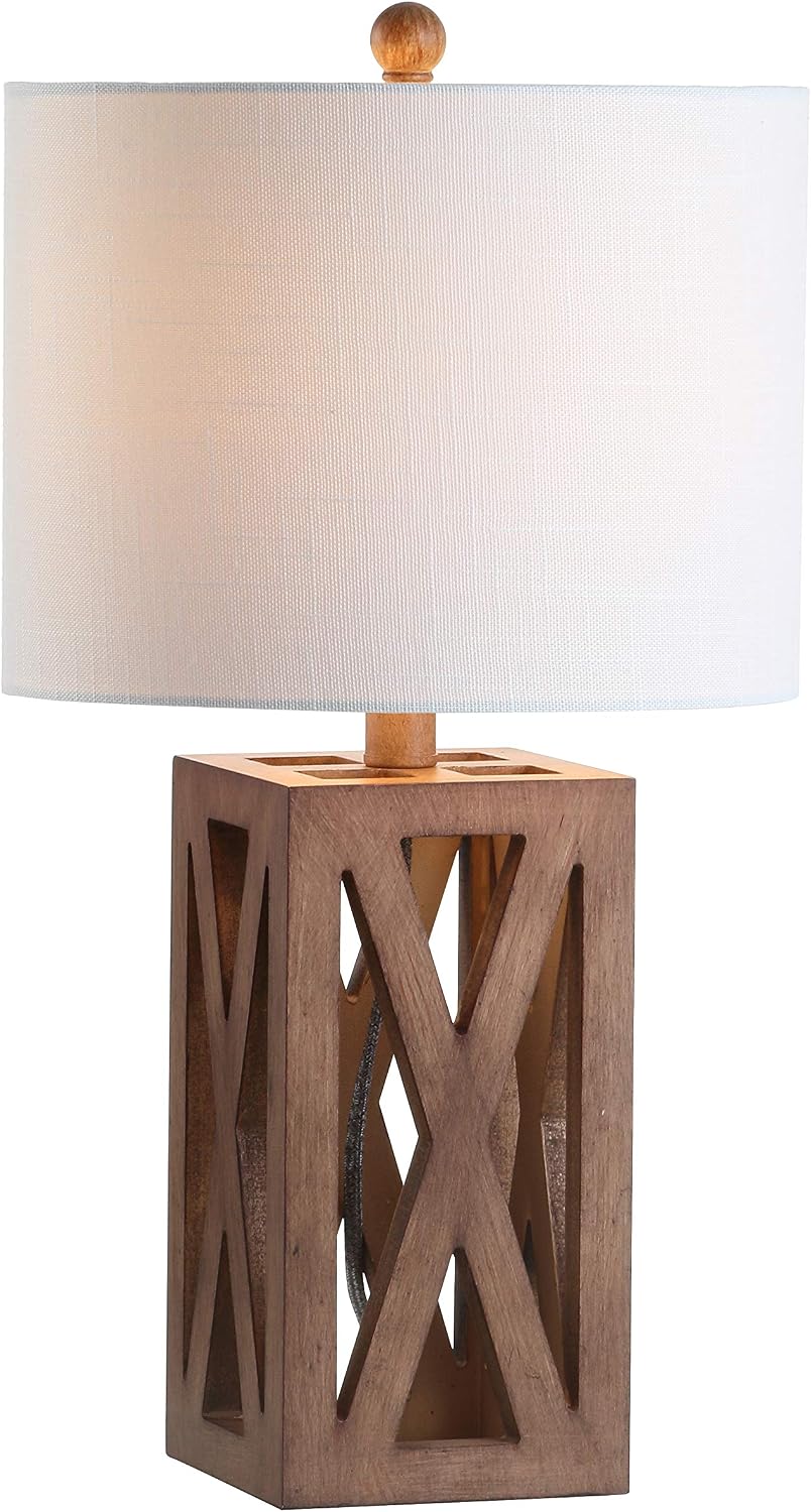 Stewart Rustic Wood Bedside Table Lamp 21.5", Brown