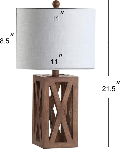 Stewart Rustic Wood Bedside Table Lamp 21.5", Brown