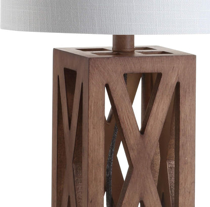 Stewart Rustic Wood Bedside Table Lamp 21.5", Brown