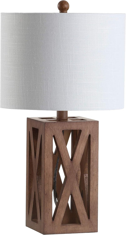 Stewart Rustic Wood Bedside Table Lamp 21.5", Brown