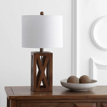 Stewart Rustic Wood Bedside Table Lamp 21.5", Brown