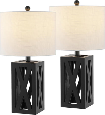 Stewart Rustic Wood Bedside Table Lamp 21.5", Brown