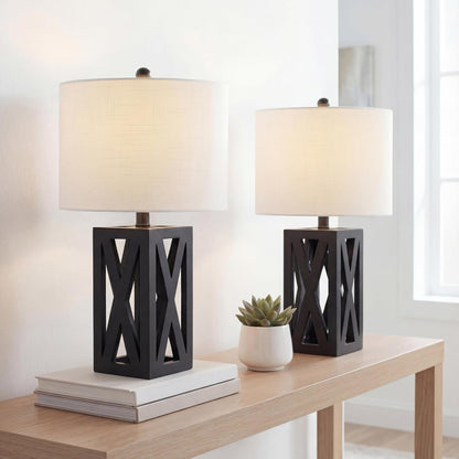 Stewart Rustic Wood Bedside Table Lamp 21.5", Brown