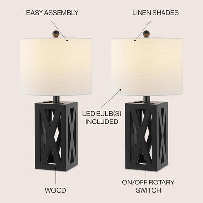 Stewart Rustic Wood Bedside Table Lamp 21.5", Brown