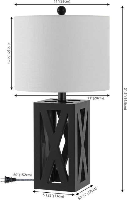 Stewart Rustic Wood Bedside Table Lamp 21.5", Brown