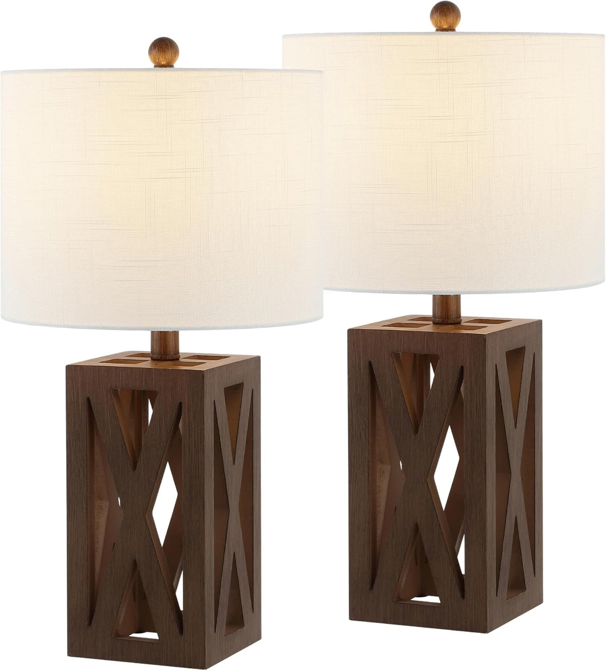 Stewart Rustic Wood Bedside Table Lamp 21.5", Brown