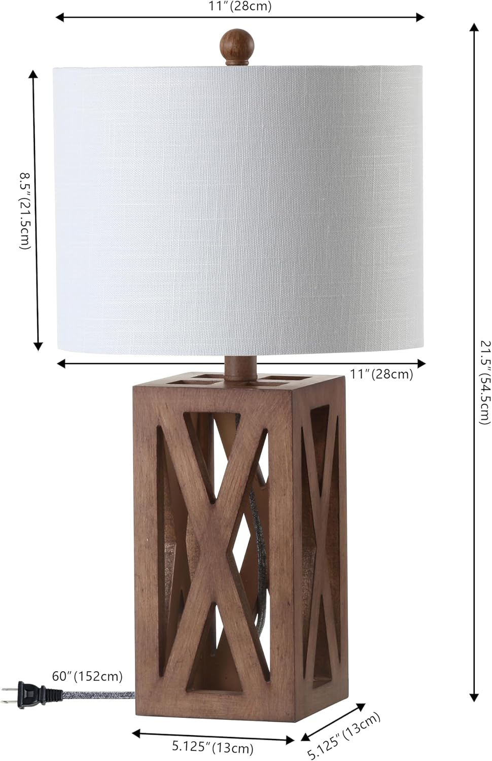 Stewart Rustic Wood Bedside Table Lamp 21.5", Brown
