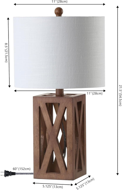 Stewart Rustic Wood Bedside Table Lamp 21.5", Brown