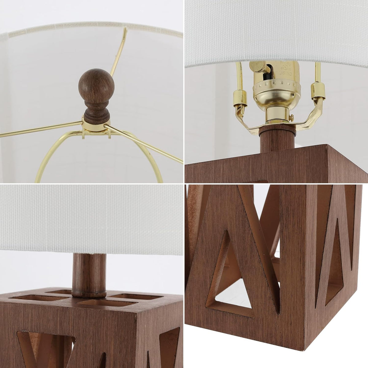 Stewart Rustic Wood Bedside Table Lamp 21.5", Brown