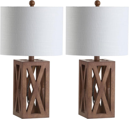 Stewart Rustic Wood Bedside Table Lamp 21.5", Brown