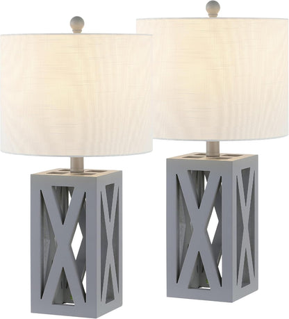 Stewart Rustic Wood Bedside Table Lamp 21.5", Brown