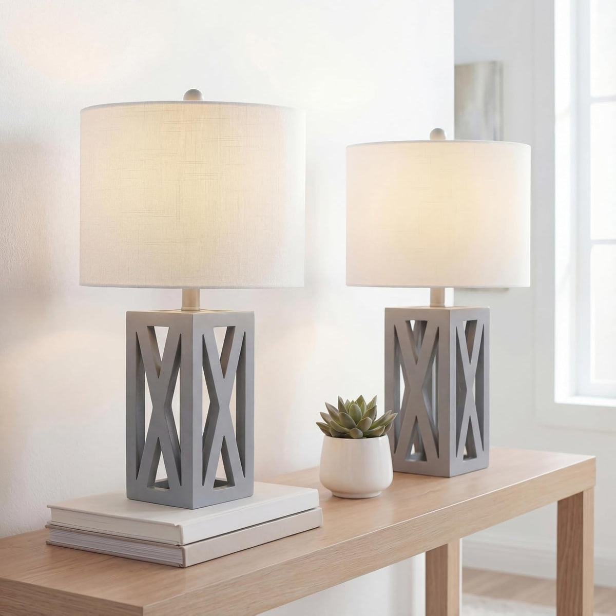 Stewart Rustic Wood Bedside Table Lamp 21.5", Brown