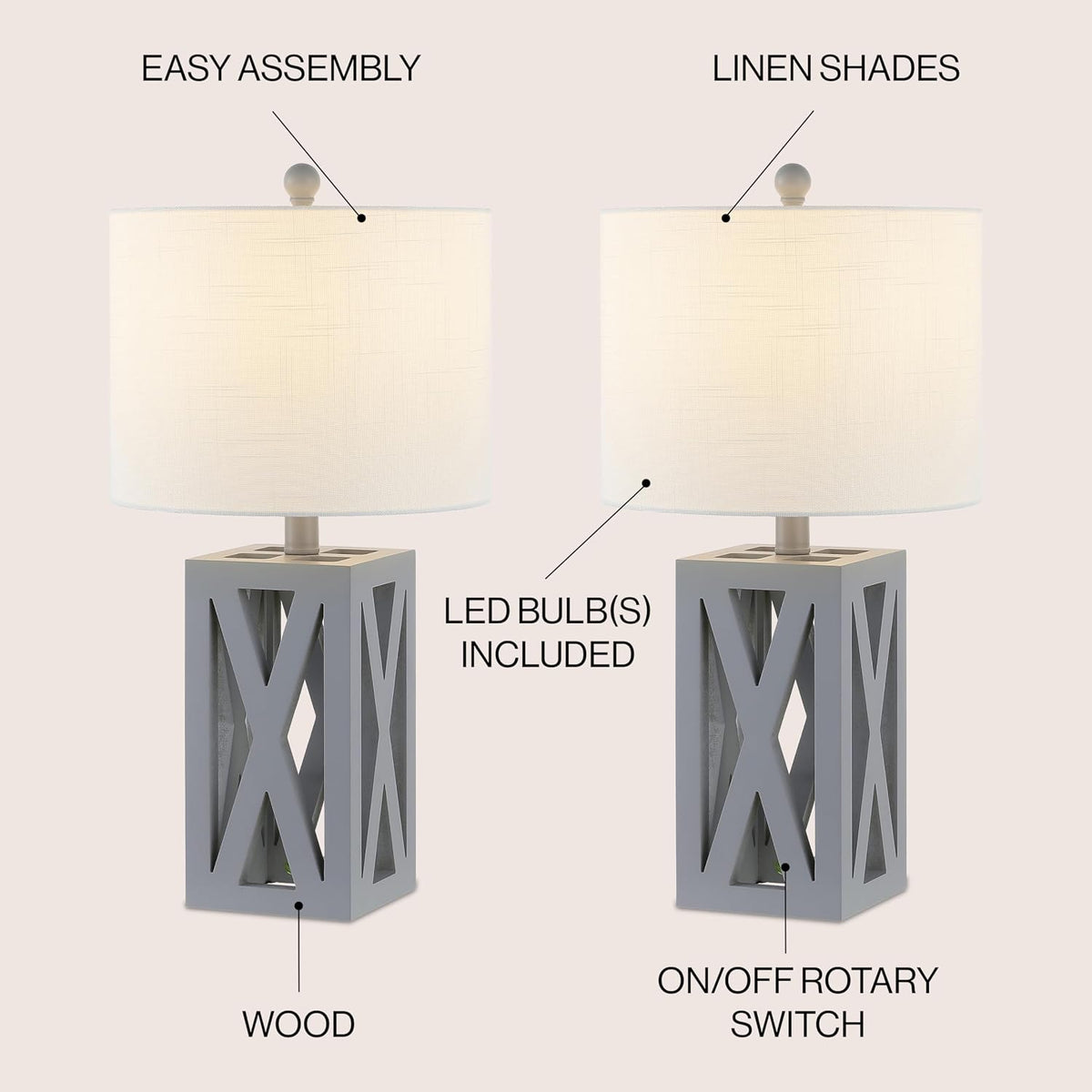 Stewart Rustic Wood Bedside Table Lamp 21.5", Brown