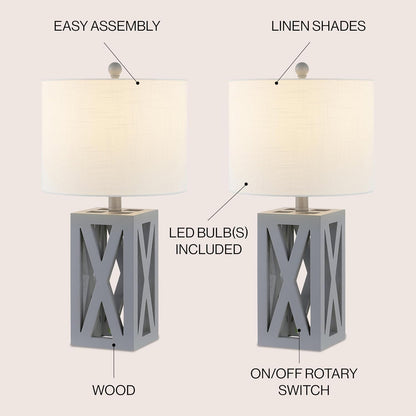 Stewart Rustic Wood Bedside Table Lamp 21.5", Brown